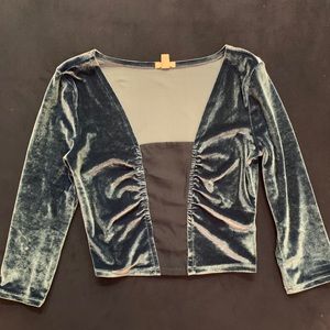 Urban Outfitters Velvet & mesh cropped longsleeve